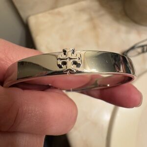 Tory Burch Silver Emblem Bangle